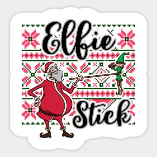 Funny Elf Pun Selfie Stick Santa Claus Christmas Meme Gift Sticker